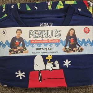 Peanuts Holiday Family Pajamas Kid's PJ Set - Blue